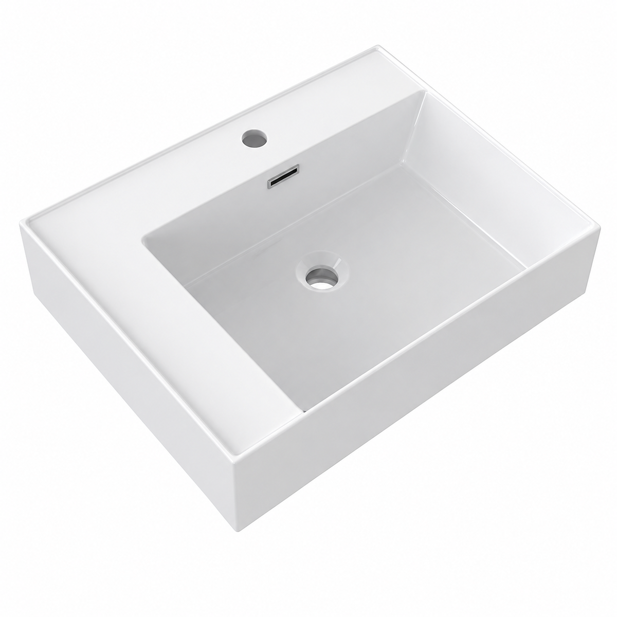 Rectangular Solid Surface Vessel Basin With Pre-Drilled Tap Hole RSM600R – 600 × 460 × 175 mm · Right