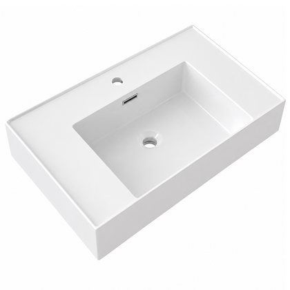 Rectangular Solid Surface Vessel Basin With Pre-Drilled Tap Hole RSM750 – 750 × 460 × 175 mm
