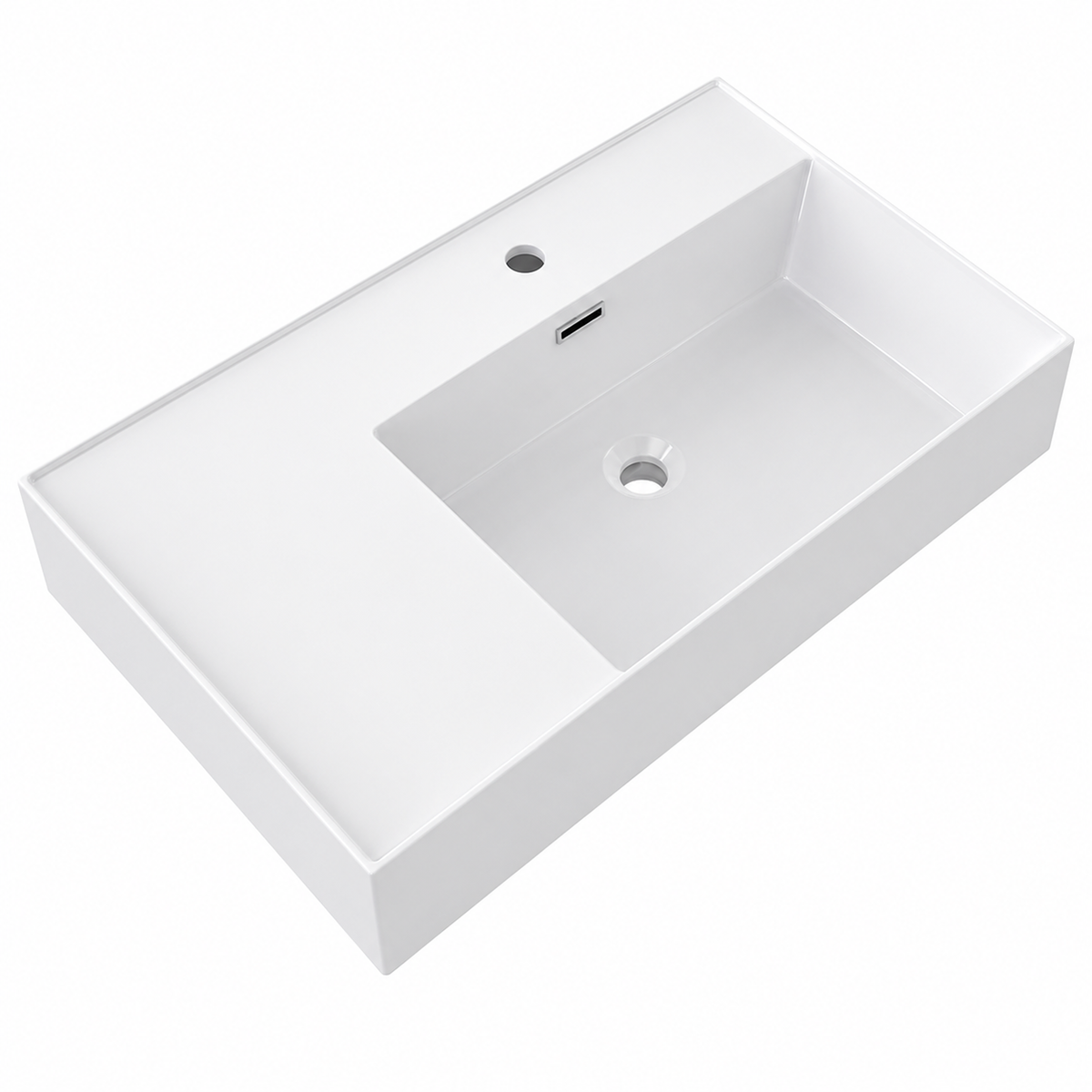 Rectangular Solid Surface Vessel Basin With Pre-Drilled Tap Hole RSM750R – 750 × 460 × 175 mm · Right