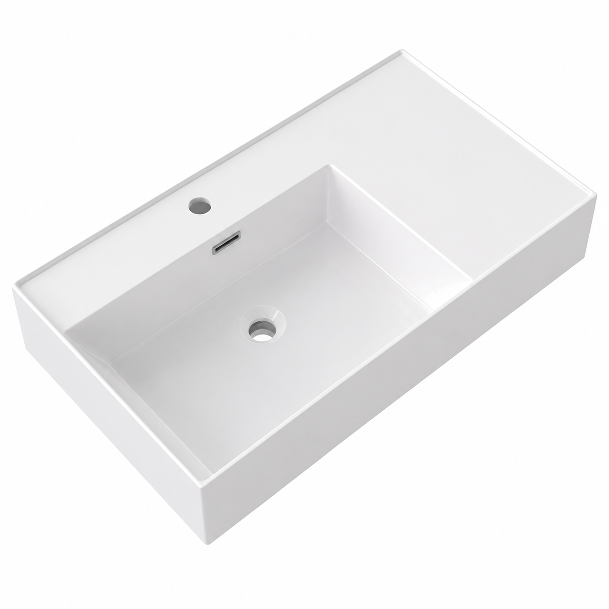 Rectangular Solid Surface Vessel Basin With Pre-Drilled Tap Hole RSM800L – 800 × 460 × 175 mm · Left