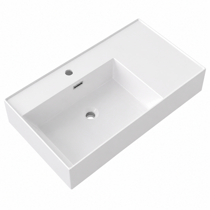 Rectangular Solid Surface Vessel Basin With Pre-Drilled Tap Hole RSM900L – 900 × 460 × 175 mm · Left