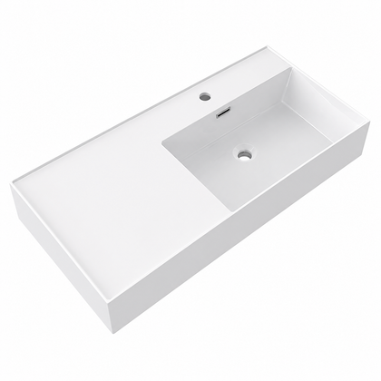 Rectangular Solid Surface Vessel Basin With Pre-Drilled Tap Hole RSM900R – 900 × 460 × 175 mm · Right