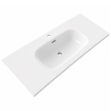 Solid Surface Integrated Oval Vanity-Top Basin, Matte White Single-Hole RSP1000 – 1000 × 460 × 165 mm