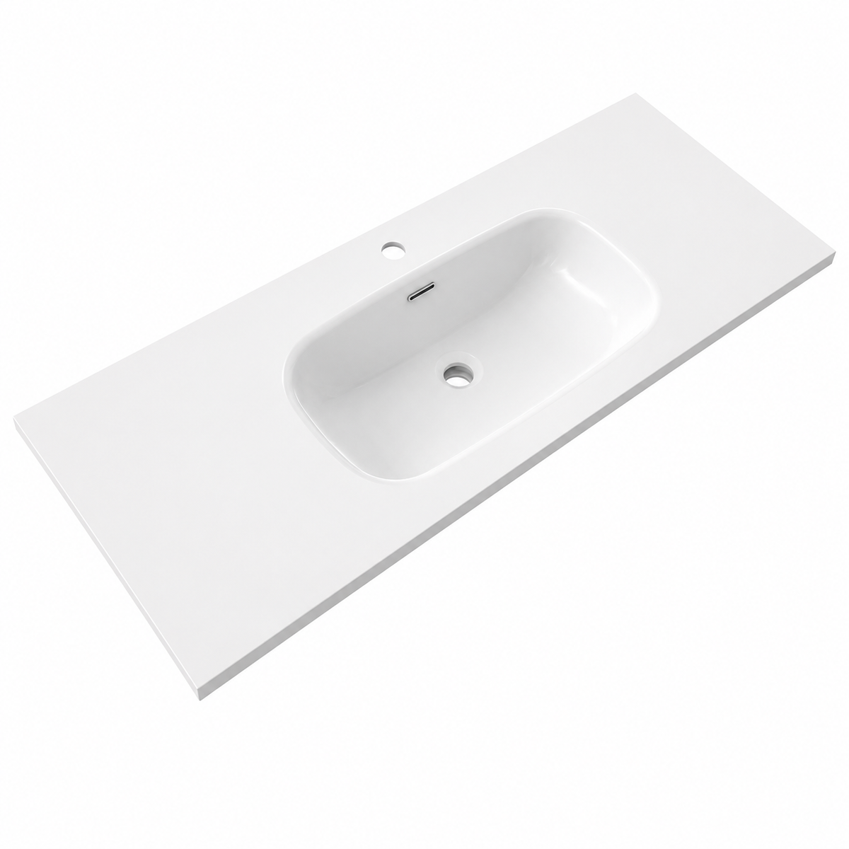 Solid Surface Integrated Oval Vanity-Top Basin, Matte White Single-Hole RSP1200 – 1200 × 460 × 165 mm