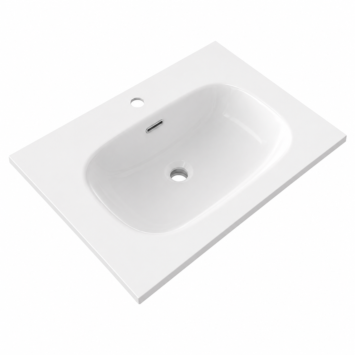 Solid Surface Integrated Oval Vanity-Top Basin, Matte White Single-Hole RSP600 – 600 × 460 × 165 mm