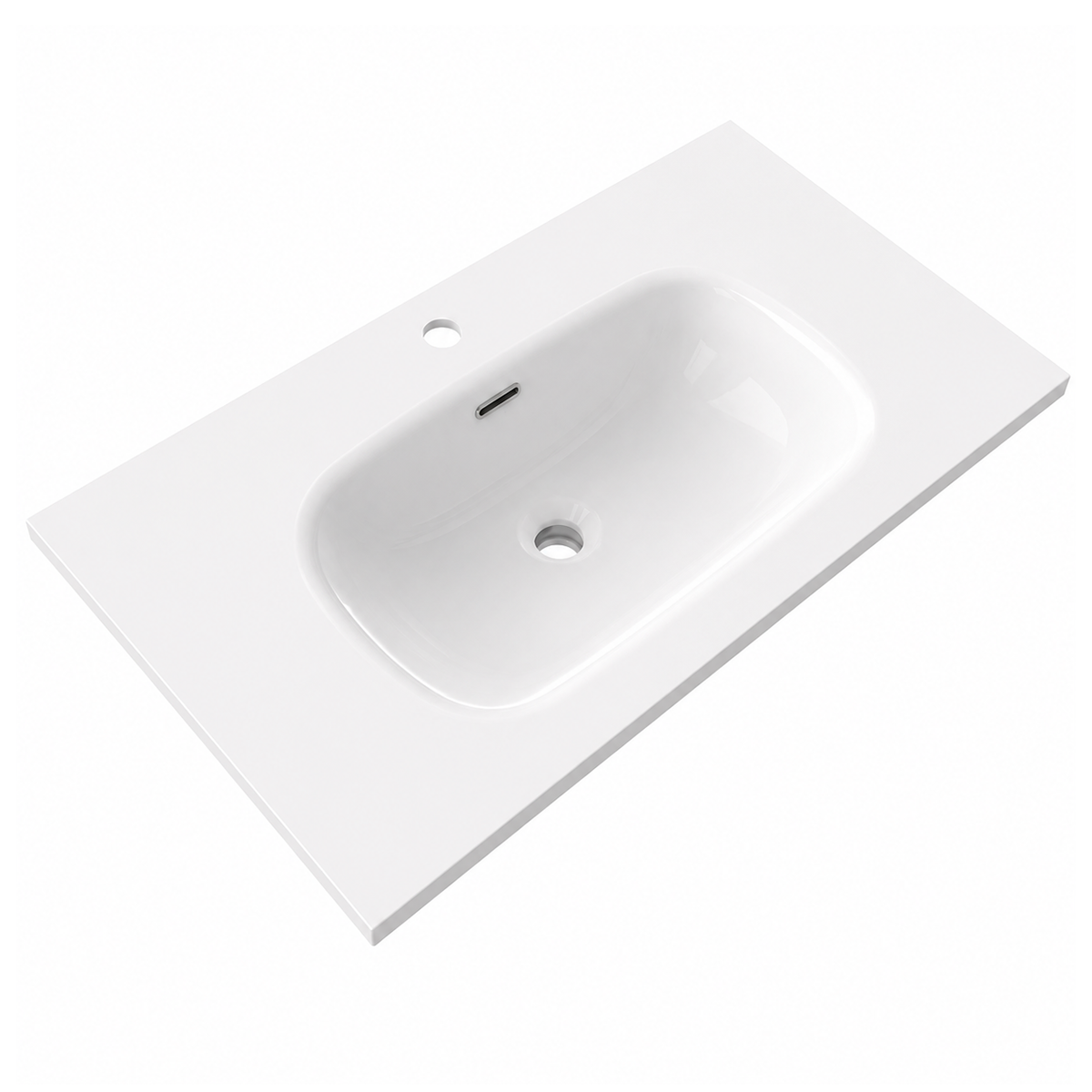 Solid Surface Integrated Oval Vanity-Top Basin, Matte White Single-Hole RSP800 – 800 × 460 × 165 mm