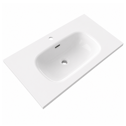 Solid Surface Integrated Oval Vanity-Top Basin, Matte White Single-Hole RSP800 – 800 × 460 × 165 mm