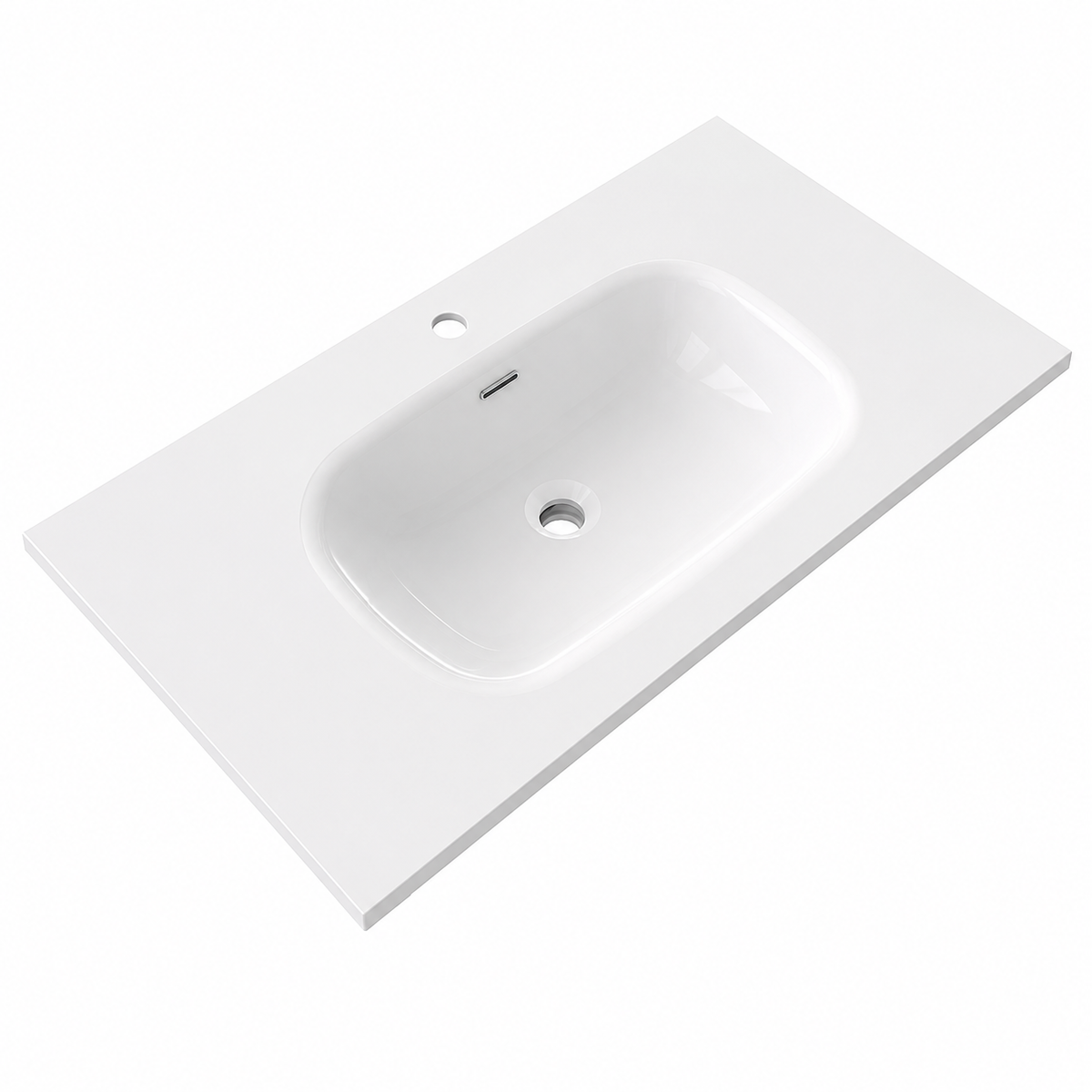 Solid Surface Integrated Oval Vanity-Top Basin, Matte White Single-Hole RSP900 – 900 × 460 × 165 mm
