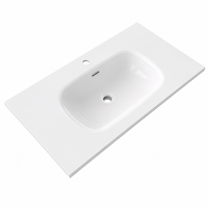 Solid Surface Integrated Oval Vanity-Top Basin, Matte White Single-Hole RSP900 – 900 × 460 × 165 mm