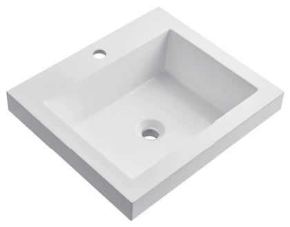 Rectangular Solid Surface Vanity Top Basin, Wide Matte White Bowl RSQ510 – 510 × 445 × 170 mm