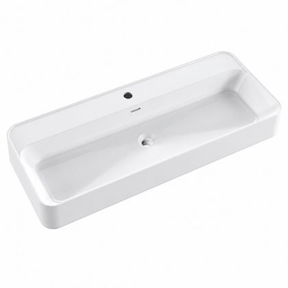Matte White Solid Surface Rectangular Vessel Basin with Faucet Hole RSR1000-SY – 1000 × 410 × 150 mm · Color