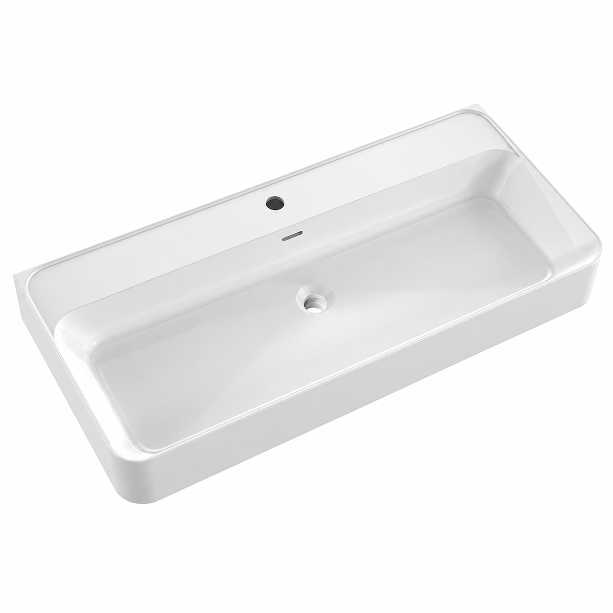 Matte White Solid Surface Rectangular Vessel Basin with Faucet Hole RSR1000 – 1000 × 460 × 150 mm