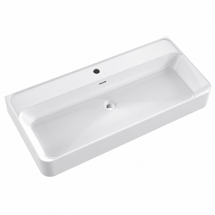 Matte White Solid Surface Rectangular Vessel Basin with Faucet Hole RSR1000 – 1000 × 460 × 150 mm