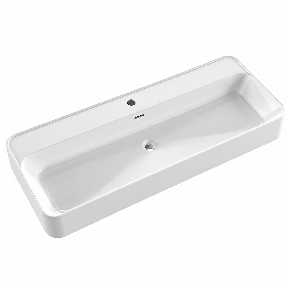 Matte White Solid Surface Rectangular Vessel Basin with Faucet Hole RSR1200-SY – 1200 × 410 × 150 mm · Color