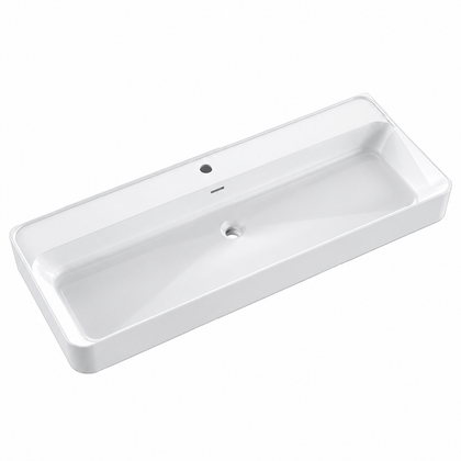 Matte White Solid Surface Rectangular Vessel Basin with Faucet Hole RSR1200 – 1200 × 460 × 150 mm