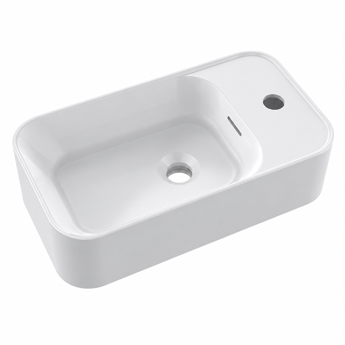 Compact Solid Surface Cloakroom Vessel Basin with Faucet Ledge 455mm RSR455-Y – 455 × 255 × 125 mm · Color