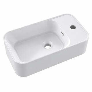 Compact Solid Surface Cloakroom Vessel Basin with Faucet Ledge 455mm RSR455-Y – 455 × 255 × 125 mm · Color