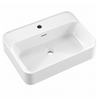 Matte White Solid Surface Rectangular Vessel Basin with Faucet Hole RSR550-SY – 550 × 410 × 150 mm · Color