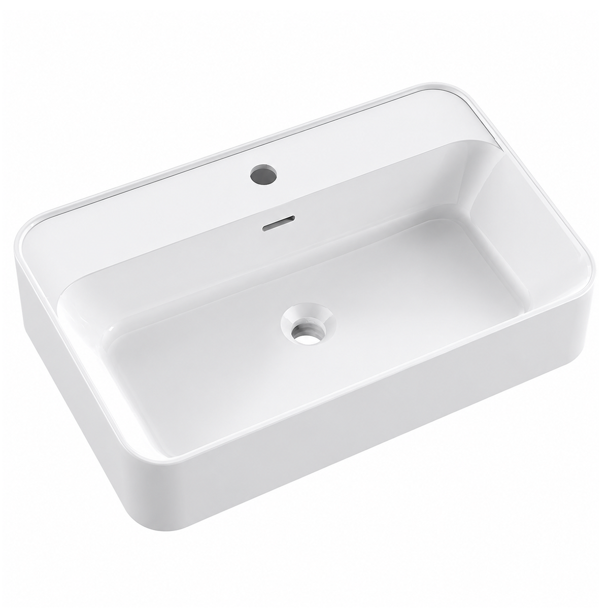 Matte White Solid Surface Rectangular Vessel Basin with Faucet Hole RSR600-SY – 600 × 410 × 150 mm · Color