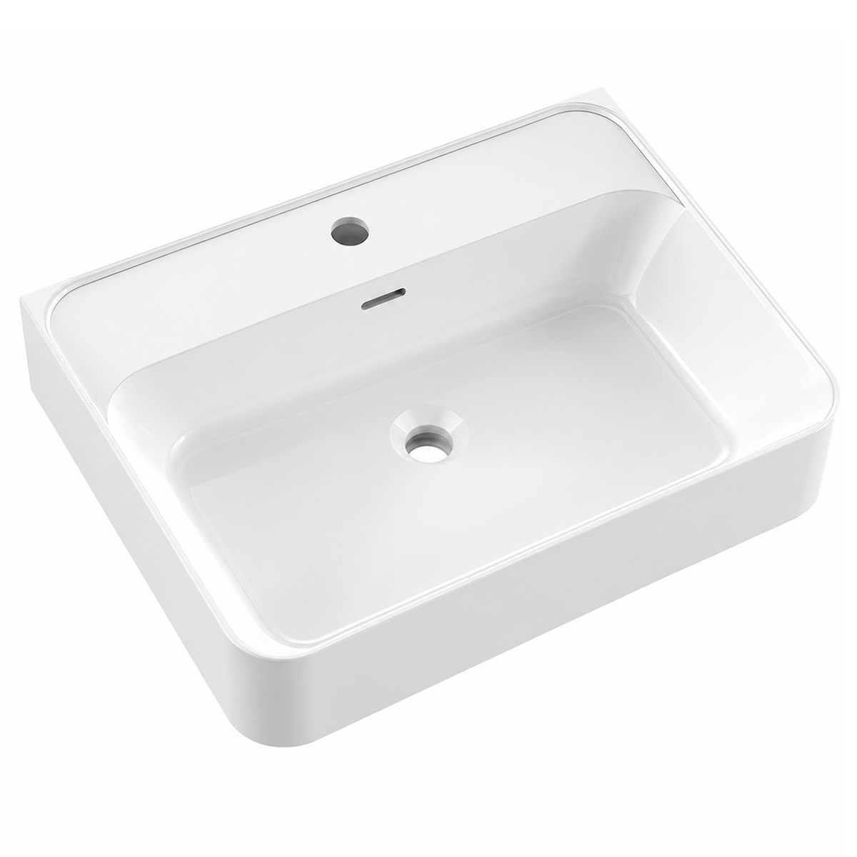 Matte White Solid Surface Rectangular Vessel Basin with Faucet Hole RSR600 – 600 × 460 × 150 mm