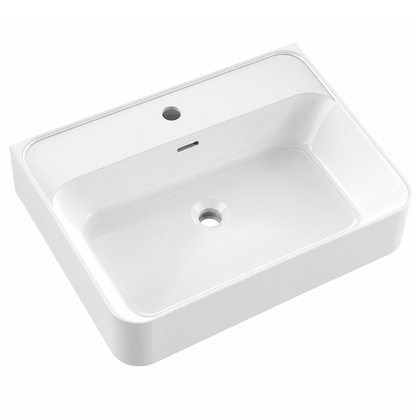 Matte White Solid Surface Rectangular Vessel Basin with Faucet Hole RSR600 – 600 × 460 × 150 mm