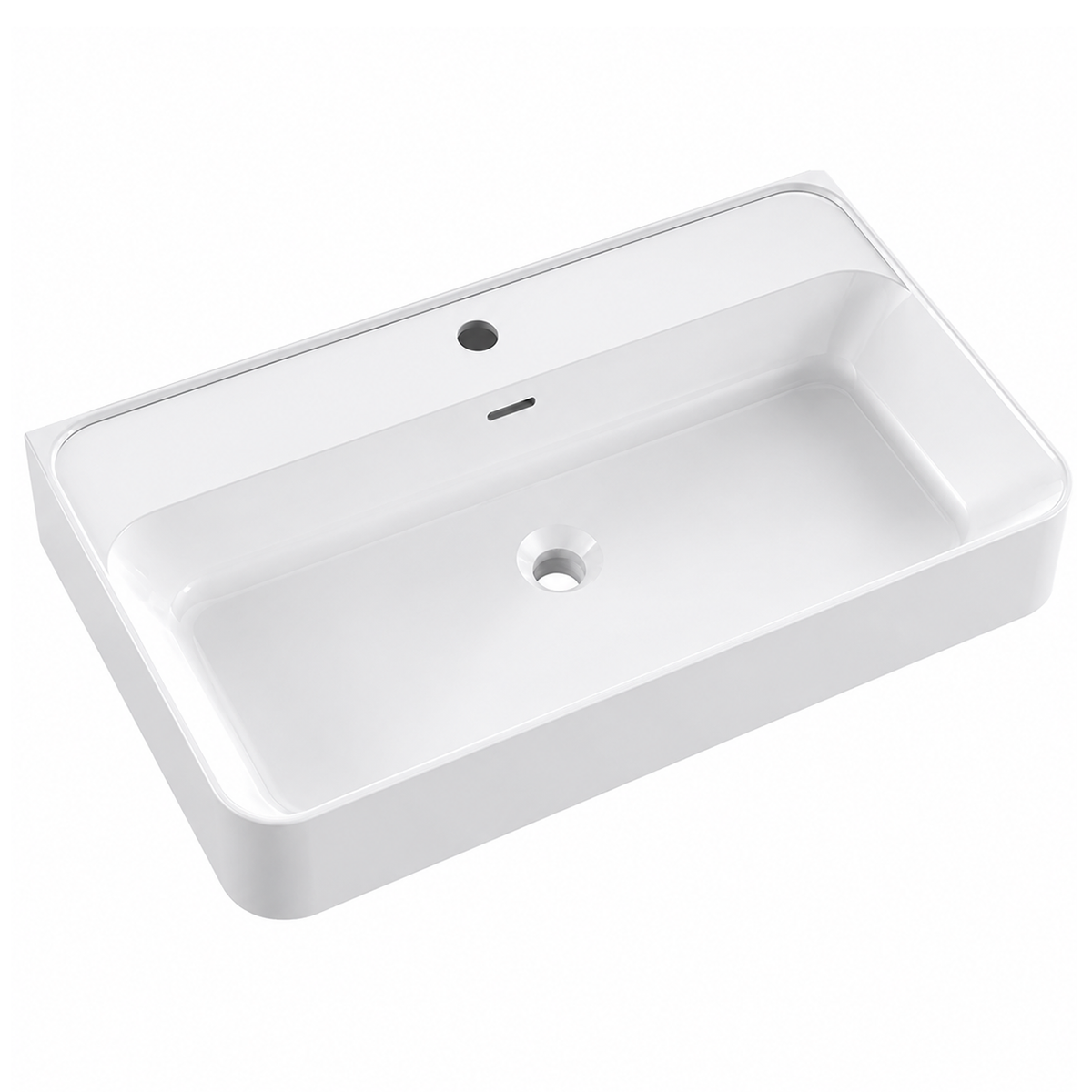 Matte White Solid Surface Rectangular Vessel Basin with Faucet Hole RSR750 – 750 × 460 × 150 mm