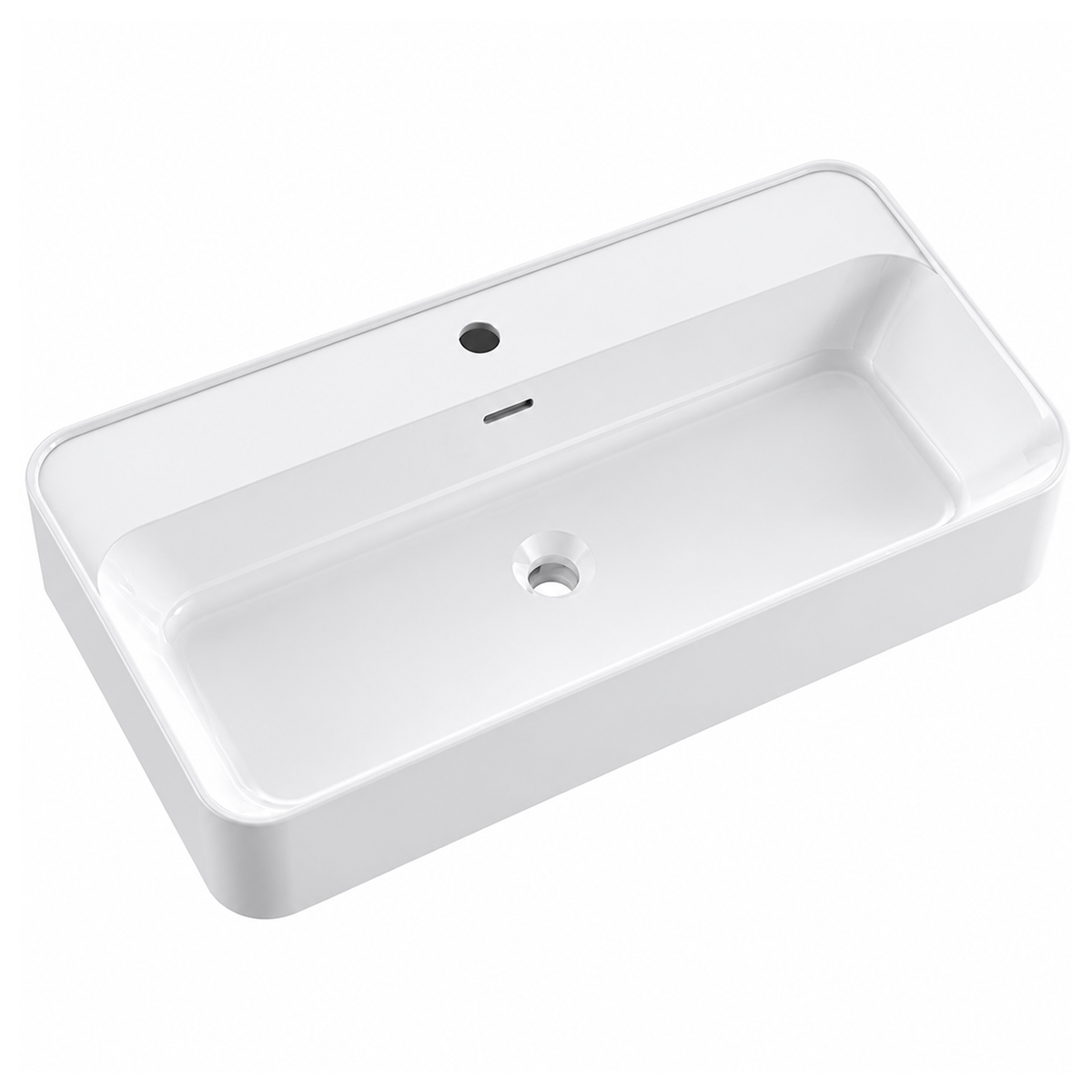Matte White Solid Surface Rectangular Vessel Basin with Faucet Hole RSR800-SY – 800 × 410 × 150 mm · Color