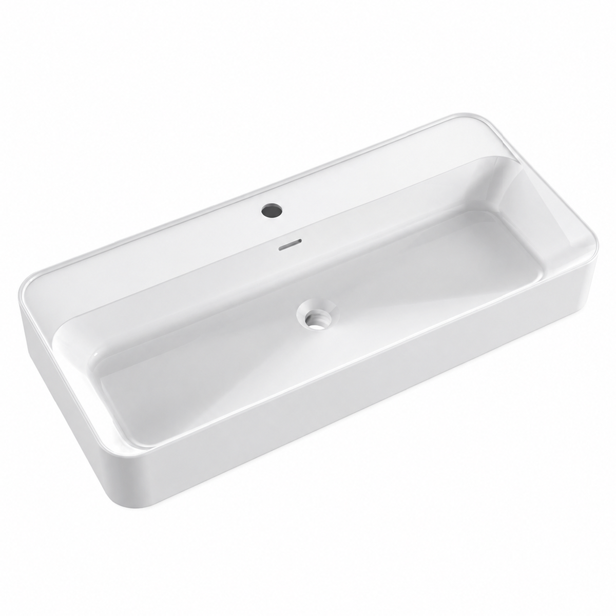 Matte White Solid Surface Rectangular Vessel Basin with Faucet Hole RSR900-SY – 900 × 410 × 150 mm · Color