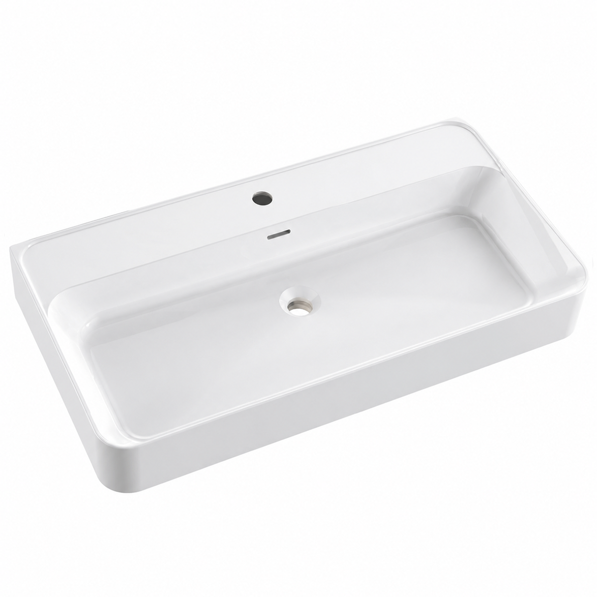 Matte White Solid Surface Rectangular Vessel Basin with Faucet Hole RSR900 – 900 × 460 × 150 mm