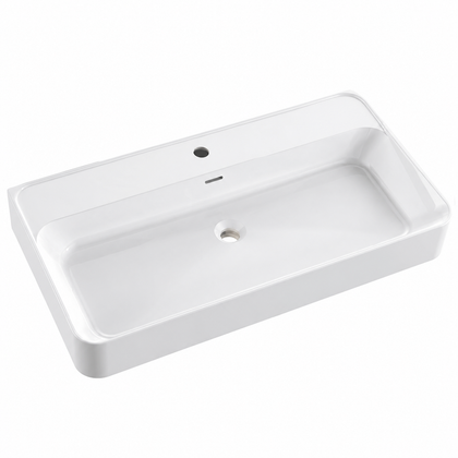 Matte White Solid Surface Rectangular Vessel Basin with Faucet Hole RSR900 – 900 × 460 × 150 mm