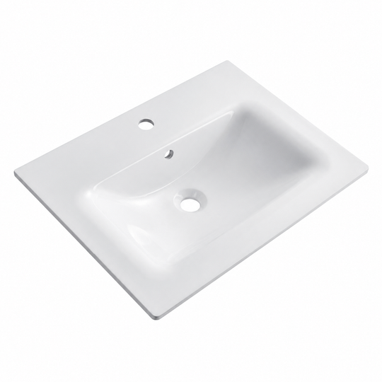 Rectangular Solid Surface Vanity-Top Sink with Integrated Single Basin RSS598 – 598 × 458 × 140 mm