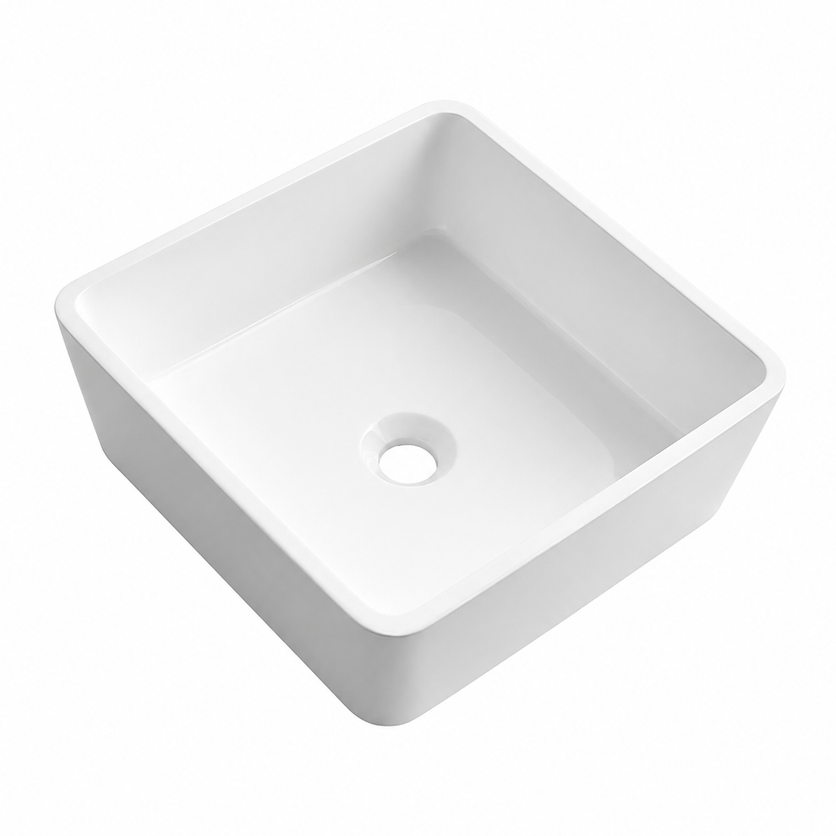 Square Deep-Bowl Solid Surface Countertop Basin 400x400mm, No Tap Hole RST400 – 400 × 400 × 150 mm
