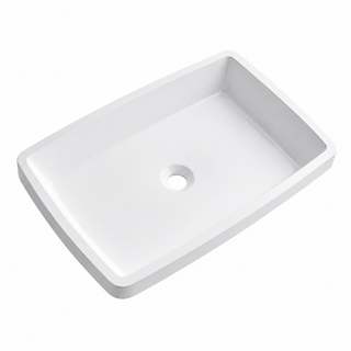 Minimalist Slim-Rim Solid Surface Rectangular Vessel Basin, No Tap Hole 600mm RST600 – 600 × 400 × 116 mm