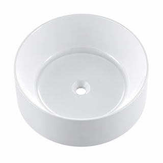 Round Solid Surface Above-Counter Vessel Basin, Cylindrical Drum Bowl RSTY400 – Ø400 × 122 mm