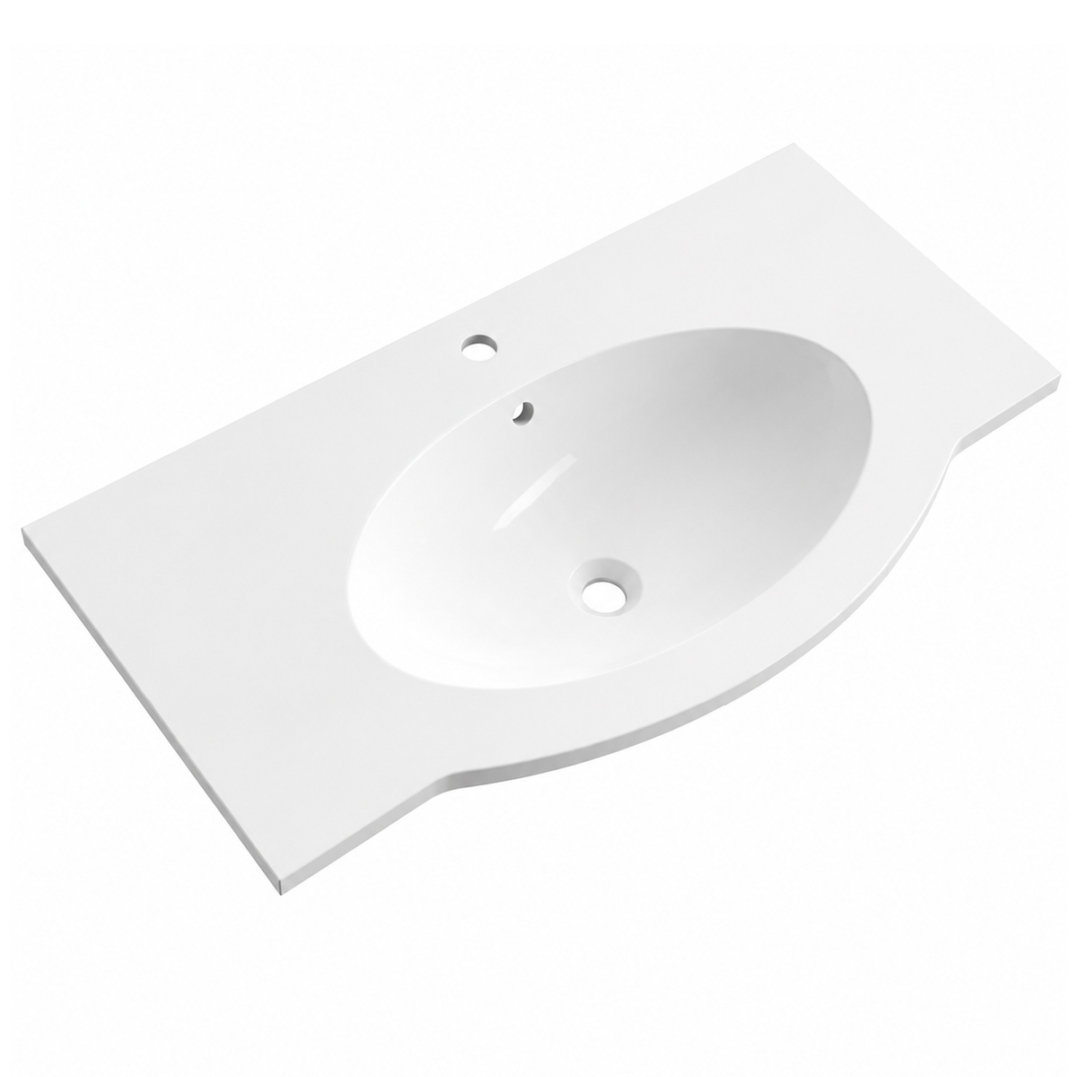 Solid Surface Integrated Oval Vanity-Top Basin, Single Faucet Hole RSY917 – 917 × 500 × 170 mm