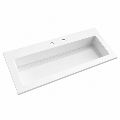 Solid Surface Rectangular Drop-In Vanity Basin with Integrated Deck RSYC1010 – 1010 × 465 × 170 mm