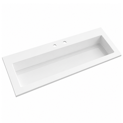 Solid Surface Rectangular Drop-In Vanity Basin with Integrated Deck RSYC1210 – 1210 × 465 × 170 mm