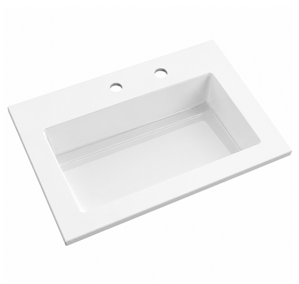 Solid Surface Rectangular Drop-In Vanity Basin with Integrated Deck RSYC610 – 610 × 465 × 170 mm