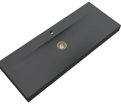 Matte Black Solid Surface Rectangular Vessel Basin with Single Tap Hole RSYS1210 – 1210 × 465 × 88 mm