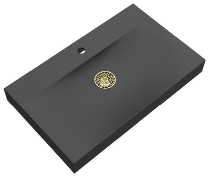 Matte Black Solid Surface Rectangular Vessel Basin with Single Tap Hole RSYS760 – 760 × 465 × 88 mm