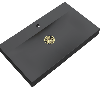 Matte Black Solid Surface Rectangular Vessel Basin with Single Tap Hole RSYS810 – 810 × 465 × 88 mm
