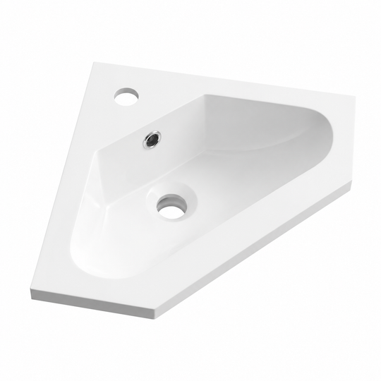 Small Corner Solid Surface Wall Basin with Sloped Channel Bowl, 385mm RSZ385 – 385 × 385 × 165 mm