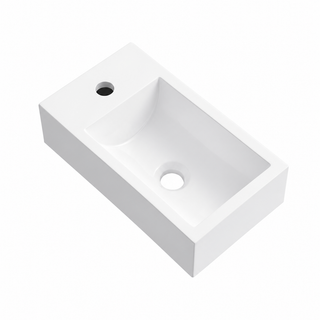 Compact Rectangular Solid Surface Vessel Basin with Offset Tap Hole RSZ400 – 400 × 222 × 100 mm