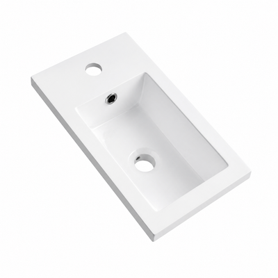 Compact Matte White Solid Surface Vanity Basin with Integral Countertop RSZ401 – 425 × 245 × 130 mm