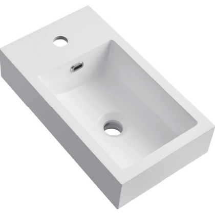 Compact Rectangular Solid Surface Vessel Basin with Offset Tap Hole RSZ460 – 460 × 260 × 140 mm