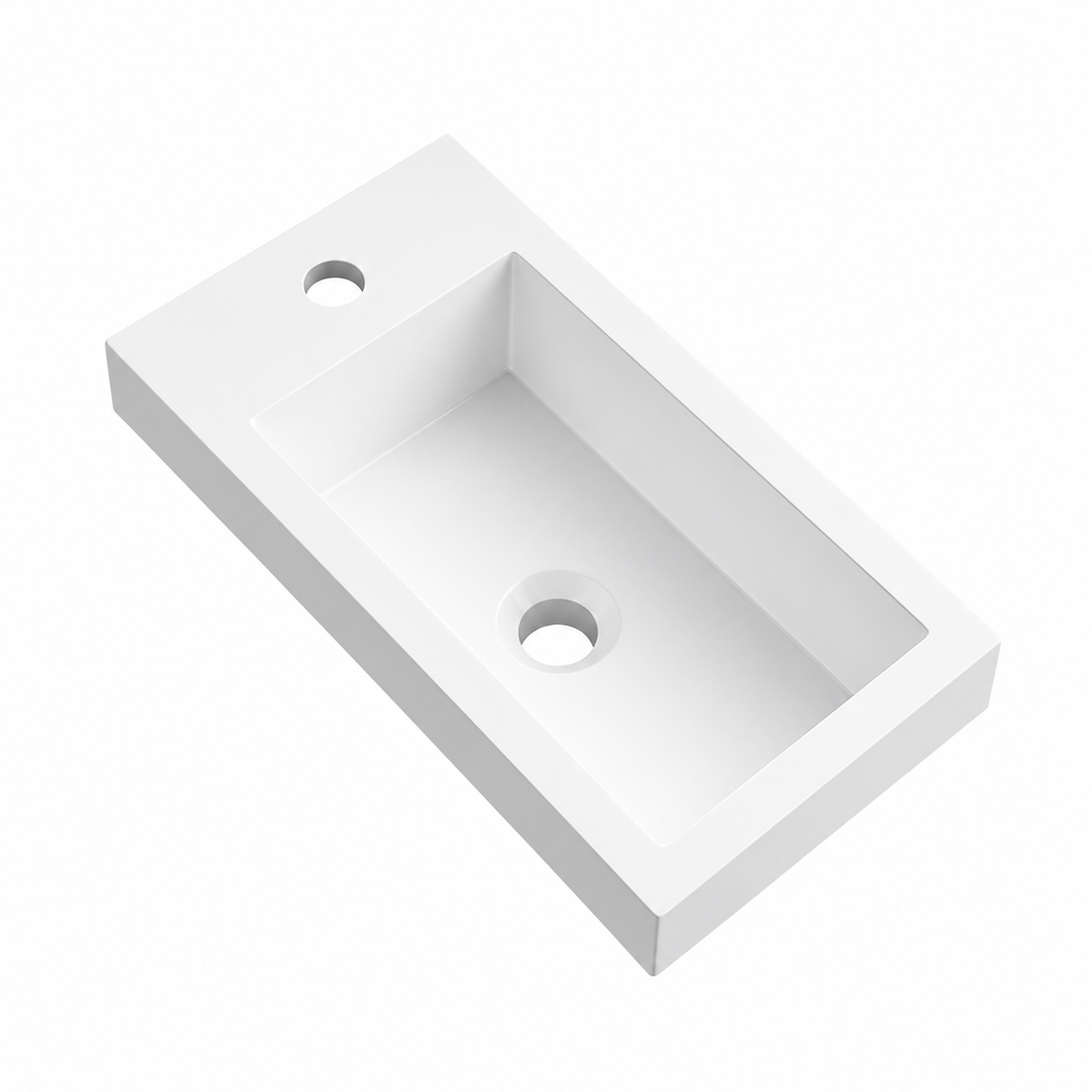 Compact Matte White Solid Surface Vanity Basin with Integral Countertop RSZ500 – 500 × 250 × 135 mm