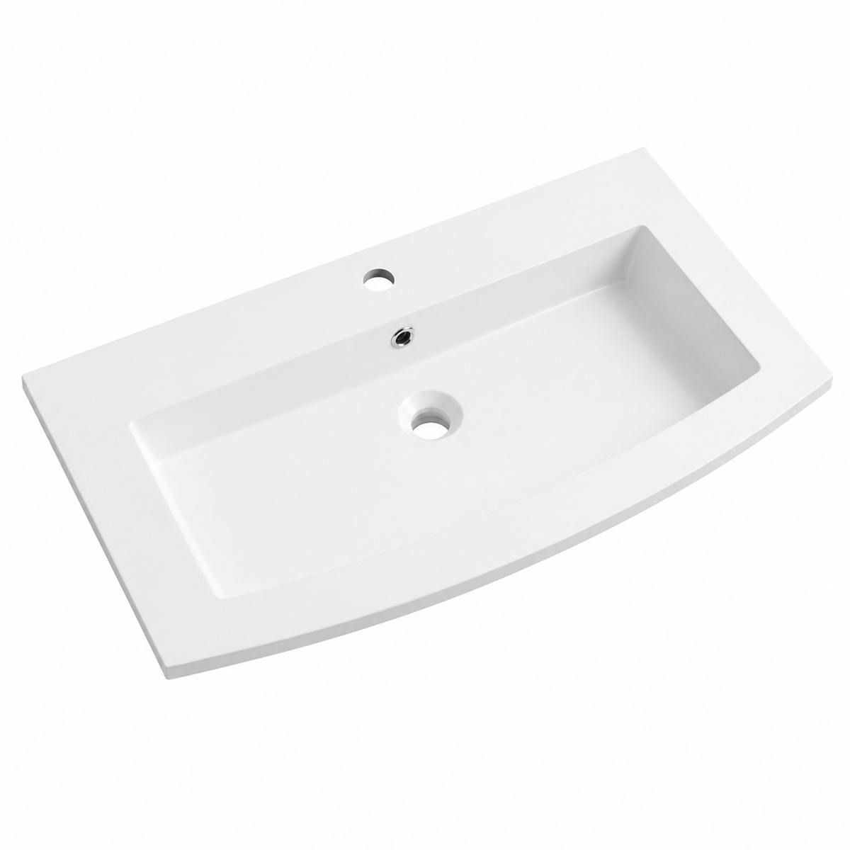Curved-Edge Solid Surface Vanity Basin With Integrated Countertop (820×480mm) RSZ820 – 820 × 480 × 145 mm