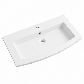 Curved-Edge Solid Surface Vanity Basin With Integrated Countertop (820×480mm) RSZ820 – 820 × 480 × 145 mm