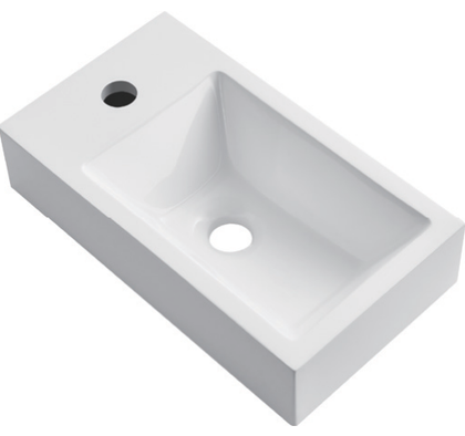 Compact Rectangular Solid Surface Vessel Basin with Offset Tap Hole RSZ857 – 402 × 223 × 105 mm