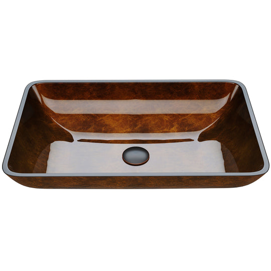 Russet Rectangular Glass Vessel Bathroom Sink GL014 — SANIKB